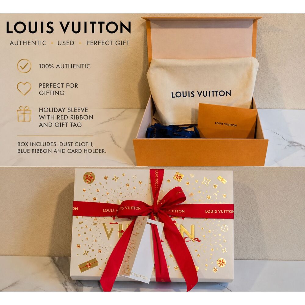 Louis Vuitton Holiday  Gift Box with Red Ribbon, Dust Bag & Card Holder